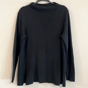 J. Jill Women’s Silk Wool Blend Sweater Medium Black Mock Neck Quiet Luxury
